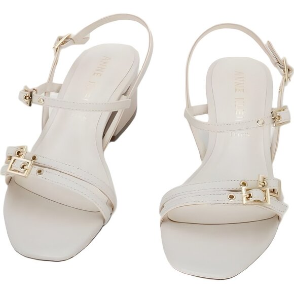 Anne Klein Mackenzie Strappy Block Heel Sandals White US 7M - Picture 5 of 6